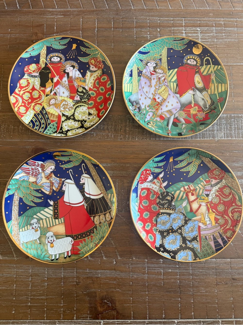 Vtg 1991 House of Faberge Franklin Mint Christmas Plates Set of 4 Nativity 8"